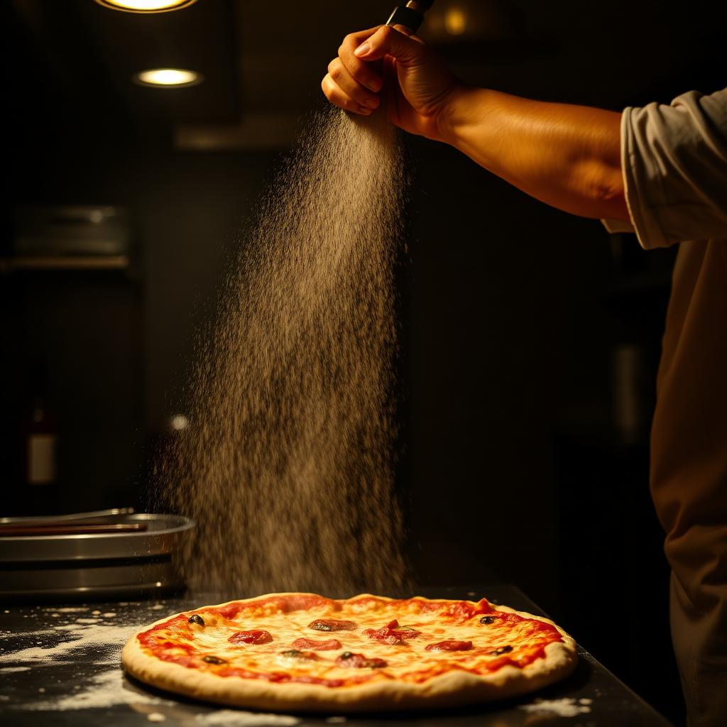 Chef preparing pizza